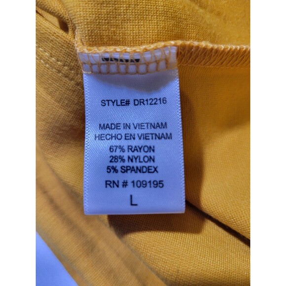 NWT Love J Bodycon Dress Juniors Large Mustard Yellow Starlike Neckline Short - Picture 10 of 11